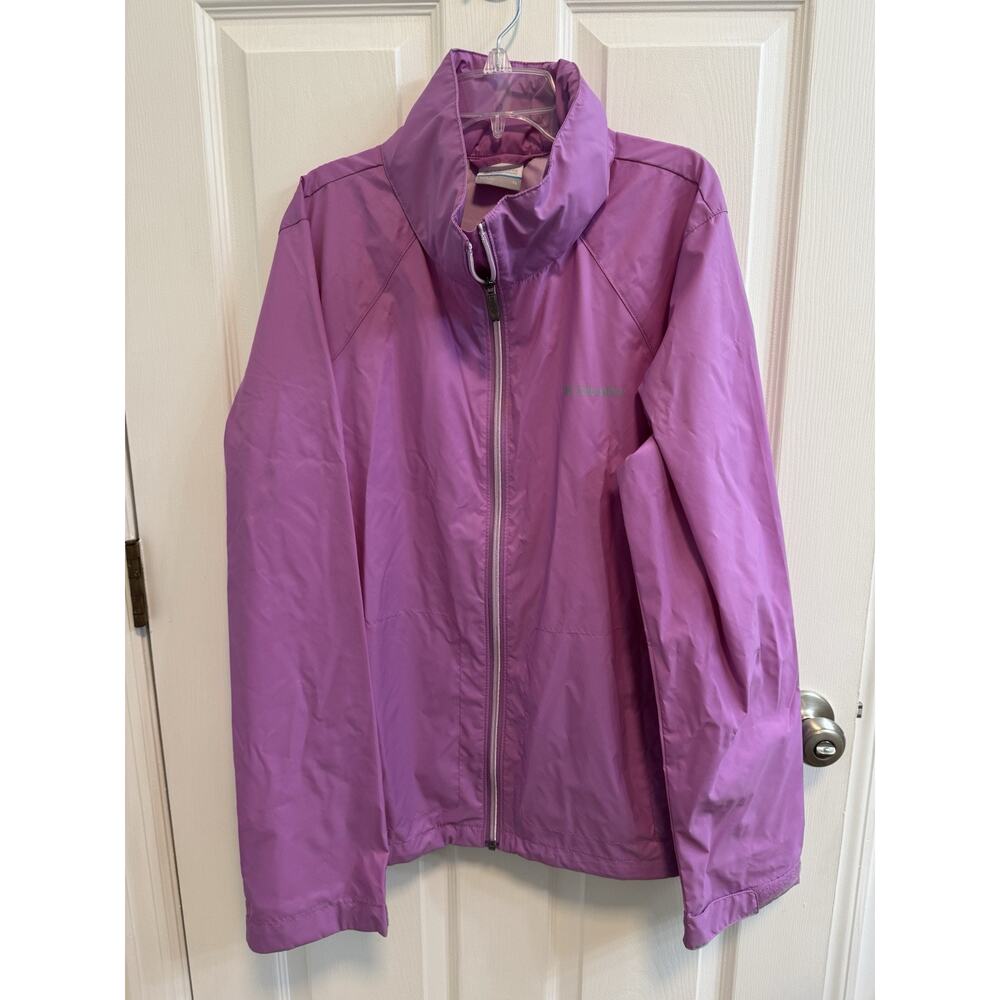 Columbia Sportswear Women’s XL Nylon Windbreaker Pink Zipper Pockets Preowned